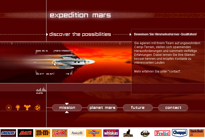 Recruiting-Event-Webseite für Mars Deutschland (2000)