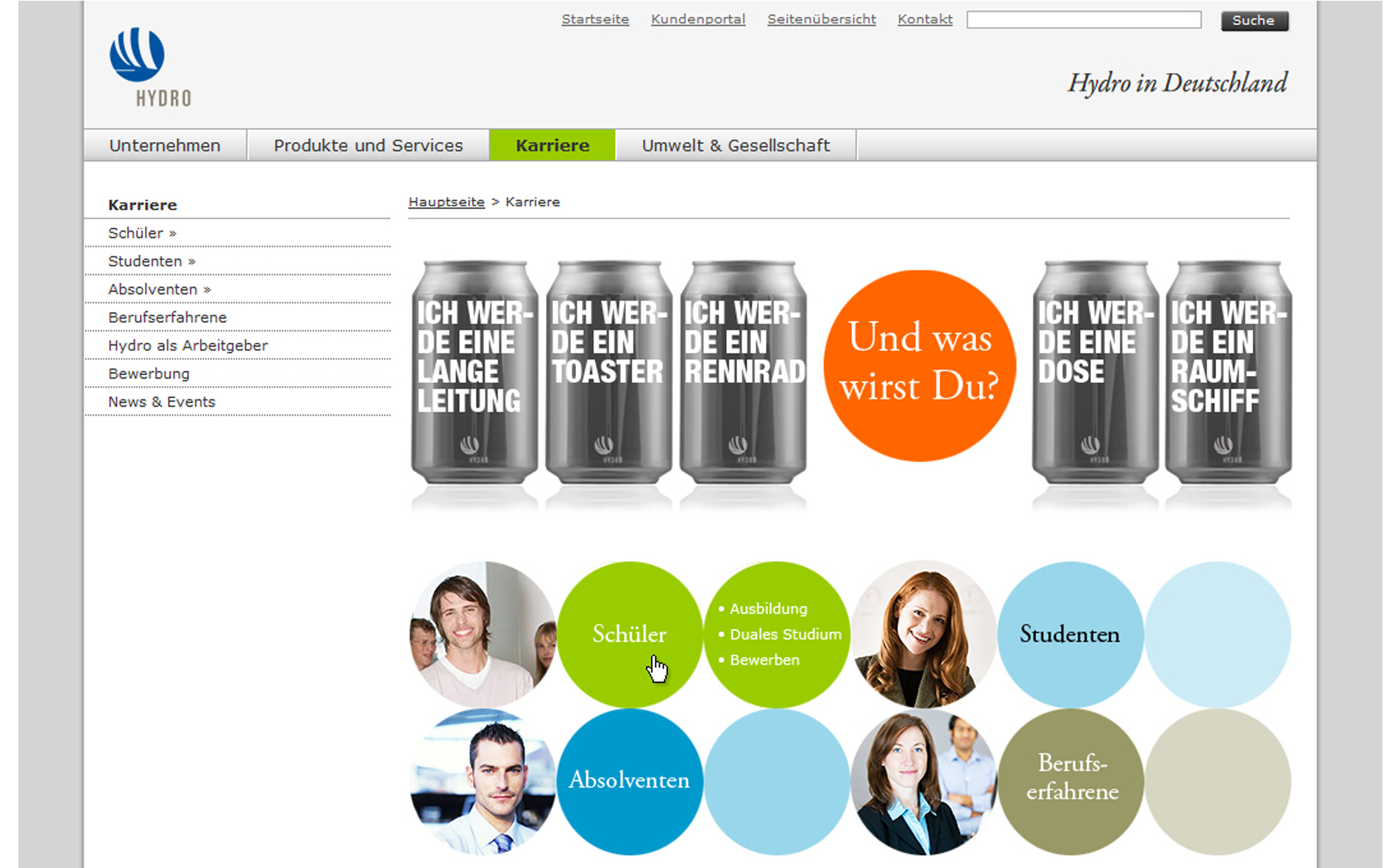 Karrierewebseite für Hydro Deutschland (2008)